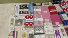 Mixed Lot Of Sewing Supplies Thread Fabric Needles Tools Pins Ect 