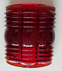 Red  Fresnel Glass Ship Lantern Lens  3 1 4  X 3 3 4   Good Used Condition