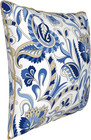 Blue Floral French Country Decorative Velvet Throw Pillow Covers Rustic Paisley
