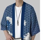 Men s Japanese Style Kimono Robe Yukata Traditional Samurai Print Casualwear