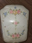 Vintage   Antique Hand Held Brass Mirror With Floral Design Art Deco 