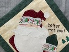 Decorative Wall Quilt Christmas Santa Appliqu   Better Not Pout
