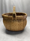 Early 19th Century Chinese Woven Willow Basket Single Handle Wood Wicker 16 1 2   