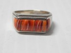 Vintage Navajo Sterling Silver Spiny Oyster Deco Modernist Dsgn Ring  Sz  11 4