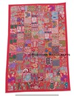 Vintage Cotton Red Patchwork 60x40 Wall Art Decor Embroidered Wall Hanging