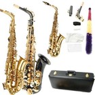 Golden Black Alto Eb Saxophone Sax Gold W  Case Mouthpiece   Accessories