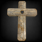 Rustic Weathered Wood Wall Cross Metal Heart Farmhouse Christian Decor 12 