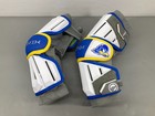 Maverik Lacrosse Elbow Pads Size Large White   Blue Full Protection Euc