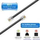 Long Telephone Extension Cord 33ft  Black  Phone Cable Wire With Standard Rj11 P