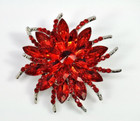 Silver And Red Crystal Brooch Red Starburst Brooches For Women Gift Fashion Pin