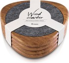Mid Century Modern Coasters Set Of 4 - Mcm Decor Absorbent Wood Felt   For Mi   