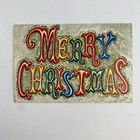 Vintage Mid Century Christmas Greeting Card Words Spell Out Scroll Lettering