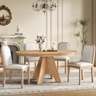 Vintage Extendable Dining Table Set For 4-6 With 4 Upholstered Chairs