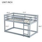 Twin Over Twin Floor Bunk Bed Wood low Bunk Bed With Ladder For Kids Teens gray