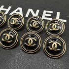 10 Chanel Buttons Cc Logo Gold Black 18mm Metal Vintage