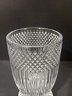 Vtg Alma Pedestal Vase Pillar Candle Holder Clear Ribbeddiamond Glass Urn Mcm