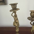 Brass Cast  2  Candlesticks Woman   Boy Figurines Neoclassical Antique Ornate