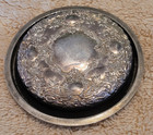 Vintage Style Silver Plated Hand purse Mirror Ornate Embossed Floral Design 