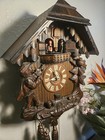 Beautiful Carved Unique Animated Fiddler Musical Cuckoo Clock With Dancers 