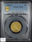 1849 C Charlotte  5 Five Dollar Liberty Head Gold Half Eagle Pcgs Vf 25