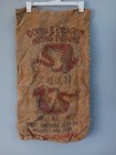 Vintage Double Dragon Burlap Mung Beans Sack 100 Lb Hennessey Oklahoma Usa 