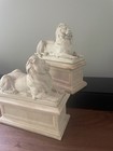 Vintage Lion Bookends Antique White Color Marble Ny Library