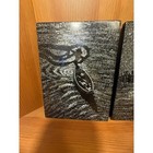 Vintage Vietnamese Lacquer Wall Art Panels Pair Boat Village Scene Eggshell Mosa