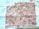 Antique French English Fabric Floral Roses Foliage Cotton