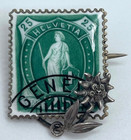 Antique Victorian 800 Silver Enamel Stamp Geneva Edelweiss Brooch