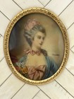 Antique 1800 s French Signed Miniature Portrait Hand Painting Framed