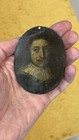 Antique 17th Century Art Miniature Portrait Painting On Copper Master
