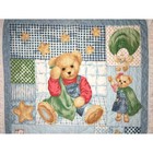 Blue Jean Teddy Bear Handmade Baby Crib Blanket Quilt Girl Boy Stars 34x44 White
