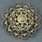 Vtg Freirich Brooch Pin Victorian Revival Repousee Round Layers Gold Tone Signed