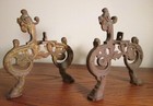 Antique Brass Ornamental Andirons   Architectural Salvage   Aged Patina 