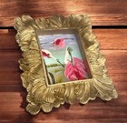 Spoonbill Birds Mini Art Print In Gold Vintage Style Ornate Frame