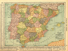 1912 Original Map Italy Or Spain   Portugal Color Vintage From Hammond Atlas