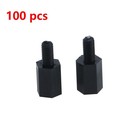 M3 8 6mm Nylon Male Female Thread Hex Nuts Spacer Standoff Screw Pcb Pillar Blac