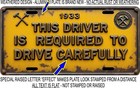 1933 Roosevelt Fdr Ccc Drive Carefully License Plate With Faux Raised Letters