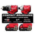 Milwaukee 3693-22cxvty M18 Compact Brushless 2-tool Combo Kit W  Inflator