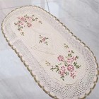 14 x32  Vintage Hand Embroidered Crochet Lace Table Runner Dresser Scarf Doily