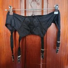 Vintage Delightform Foundations Black Garter Belt 4 Metal Clip Floral Embroidey 