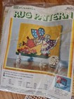 Vtg Lot Of 2 Rug Canvas Stamped Pattern For Latchhook Sunbonnet Girl   Flowers 