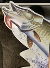 Leinenkugels 2001 Beer Pub Sign Rare Tin Fishing Muskie 21 X 26 Man Cave Look   