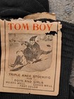 3 Pr Antique Late 1800 s Early 1900 s Black Tom Boy   Cotton Child   s Socks 32  L