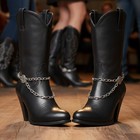 Women 2pcs Silver Metal Boot Chain Shoe Anklet Double Sided Ethnic Coin Charms