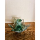 Vintage Mid-century Sooner Art Glass Swirled Cornucopia Vase
