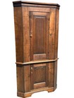 Antique Walnut Chippendale Corner Cupboard Cabinet Pa Raised Panel Doors Narrow 