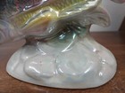 Vintage Outrageous Mcm Porcelain Luster Fish Vase 10  T Impressed Mark Cracked