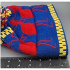 Vintage Beanie Ski Hat 100  Wool Knit Pom Pom Blue Red Yellow Winter Cap