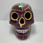 Hand Painted Folk Art Ceramic Sugar Skull Mexico Day Of Dead Dia De Los Muertos 